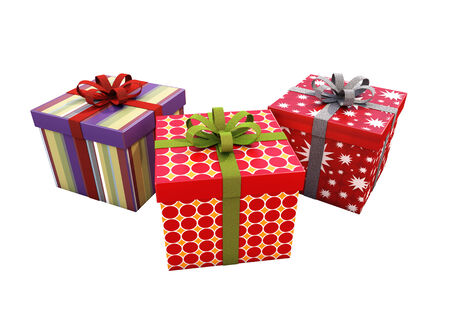 Gifts with ribbons isolated on a light backgroundの写真素材