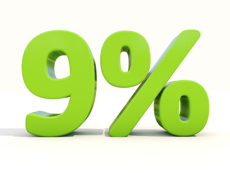 Nine percent off. Discount 9%. 3D illustration.の写真素材