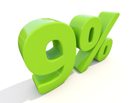Nine percent off. Discount 9%. 3D illustration.の写真素材
