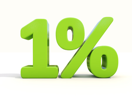 One percent off. Discount 1%. 3D illustration.の写真素材