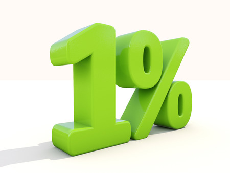 One percent off. Discount 1%. 3D illustration.の写真素材