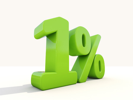 One percent off. Discount 1%. 3D illustration.の写真素材