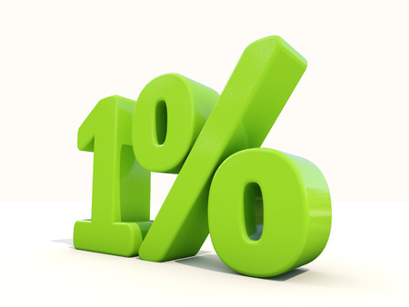 One percent off. Discount 1%. 3D illustration.の写真素材