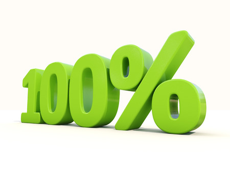 One hundred percent off. Discount 100%. 3D illustration.の写真素材