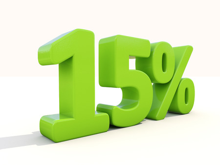 Fifteen percent off. Discount 15%. 3D illustration.の写真素材