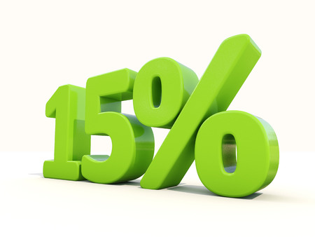 Fifteen percent off. Discount 15%. 3D illustration.の写真素材