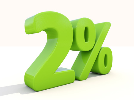 Two percent off. Discount 2%. 3D illustration.の写真素材