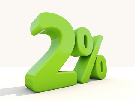 Two percent off. Discount 2%. 3D illustration.の写真素材