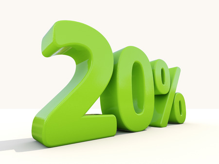 Twenty percent off. Discount 20%. 3D illustration.の写真素材