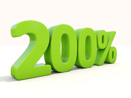 Two hundred percent. 200% percentage rate icon. 3D illustration.の写真素材