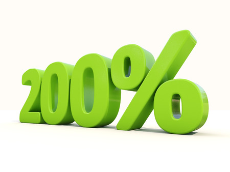 Two hundred percent. 200% percentage rate icon. 3D illustration.の写真素材