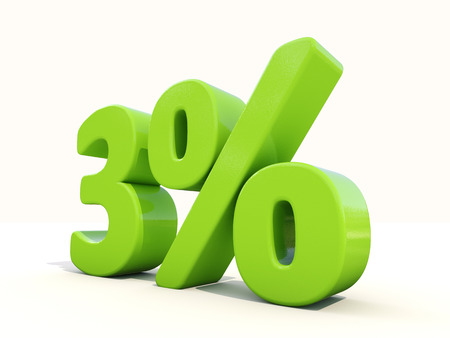 Three percent off. Discount 3%. 3D illustration.の写真素材