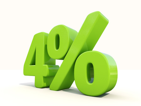 Four percent off. Discount 4%. 3D illustration.の写真素材