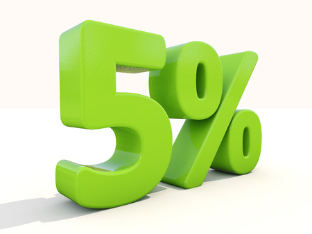 Five percent off. Discount 5%. 3D illustration.の写真素材