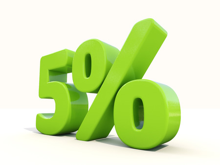Five percent off. Discount 5%. 3D illustration.の写真素材