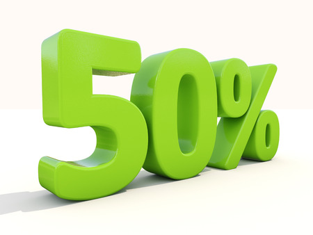 Fifty percent off. Discount 50%. 3D illustration.の写真素材