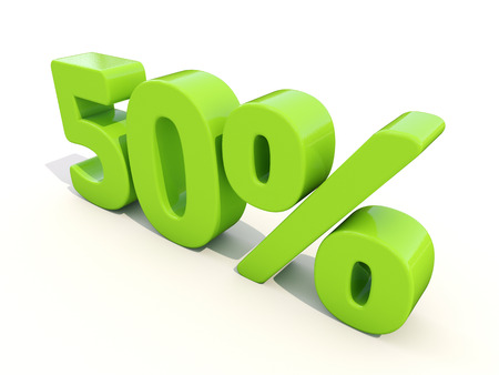 Fifty percent off. Discount 50%. 3D illustration.の写真素材