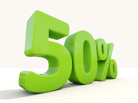 Fifty percent off. Discount 50%. 3D illustration.の写真素材