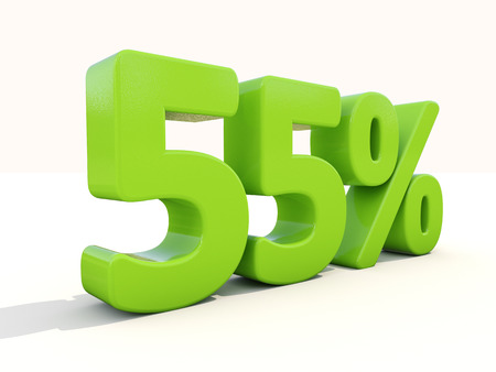 Fifty five percent off. Discount 55%. 3D illustration.の写真素材