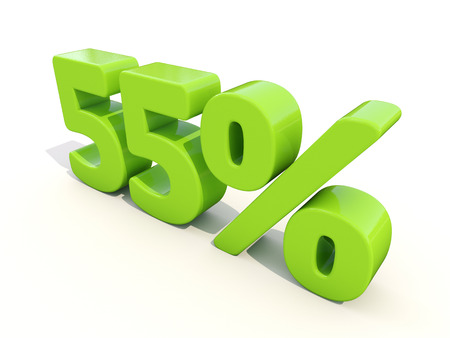 Fifty five percent off. Discount 55%. 3D illustration.の写真素材