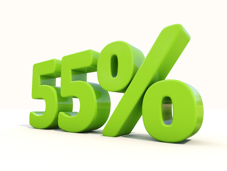 Fifty five percent off. Discount 55%. 3D illustration.の写真素材