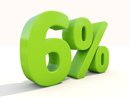 Six percent off. Discount 6%. 3D illustration.の写真素材