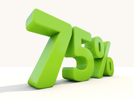 Seventy five percent off. Discount 75%. 3D illustration.の写真素材