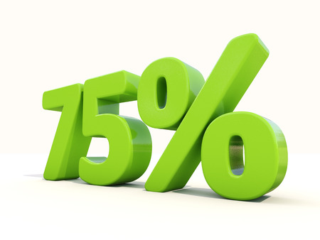Seventy five percent off. Discount 75%. 3D illustration.の写真素材
