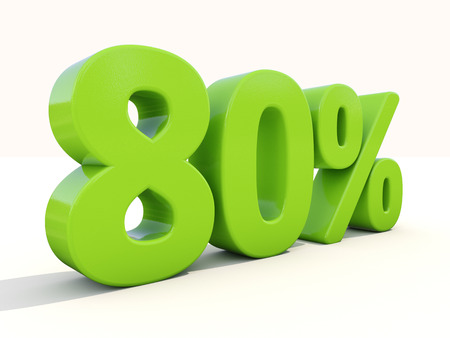 Eighty percent off. Discount 80%. 3D illustration.の写真素材