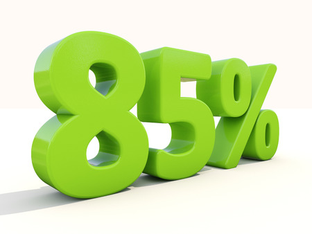 Eighty five percent off. Discount 85%. 3D illustration.の写真素材