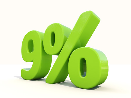 Nine percent off. Discount 9%. 3D illustration.の写真素材