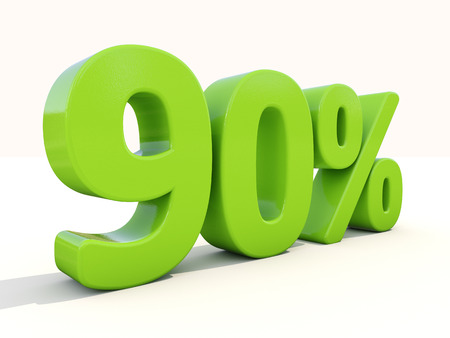 Ninety percent off. Discount 90%. 3D illustration.の写真素材