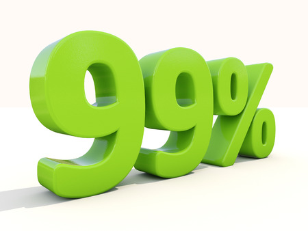 Ninety-nine percent off. Discount 99%. 3D illustration.の写真素材