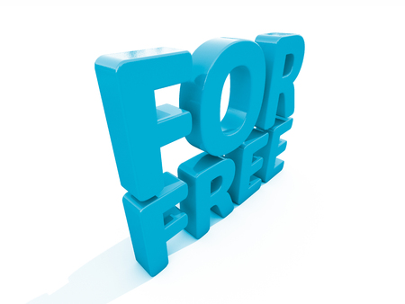 Words for free icon on a white background. 3D illustration.の写真素材