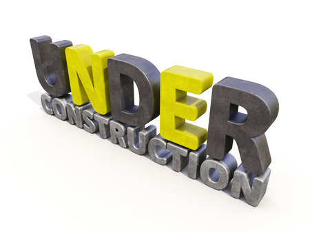 Sign under construction isolatedの写真素材