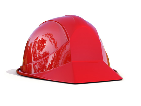 Red work helmet on white background. Hard hatの写真素材