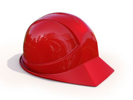 Red work helmet on white background. Hard hatの写真素材