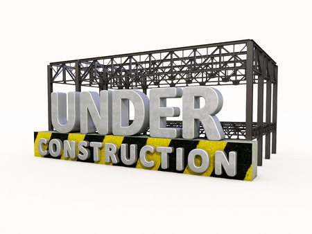 Sign under construction isolated  on white backgroundの写真素材
