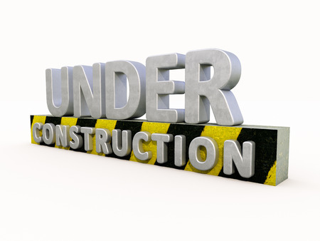 Sign under construction isolated  on white backgroundの写真素材
