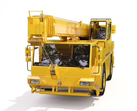 Truck Mounted Crane on white backgroundの写真素材