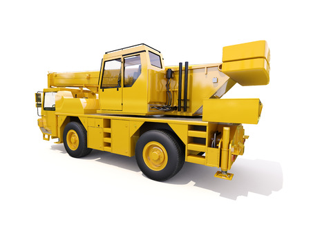 Truck Mounted Crane on white backgroundの写真素材