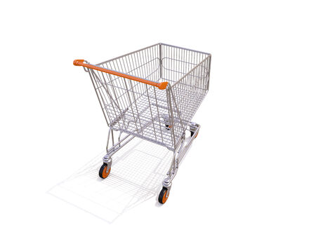 Empty shopping cart isolated on white backgroundの写真素材