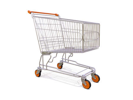 Empty shopping cart isolated on white backgroundの写真素材