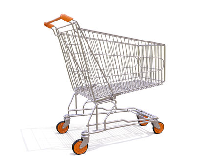Empty shopping cart isolated on white backgroundの写真素材