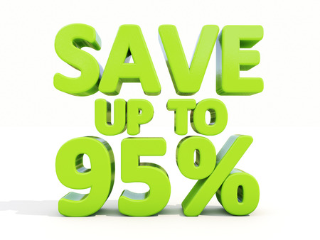 The phrase Save up to 95% on %u0430 white の写真素材