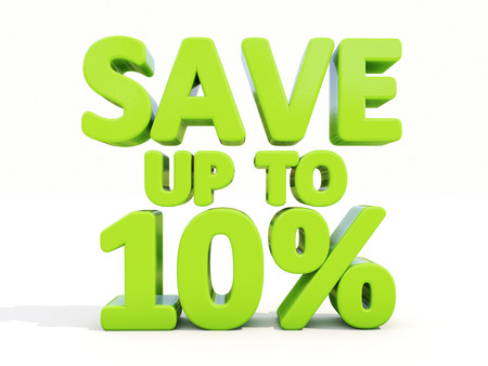 The phrase Save up to 10% on Ð° white backgroundの写真素材