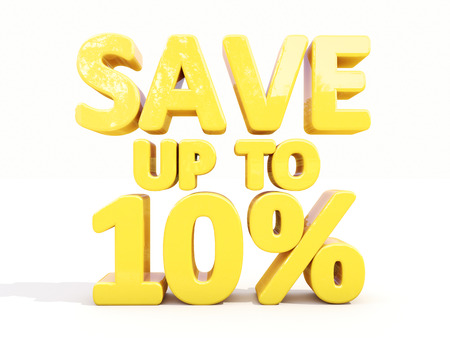 The phrase Save up to 10% on Ð° white background