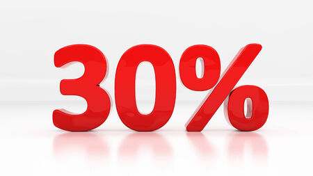 Thirty percent off. Discount 30. 
Percentage. 3D illustrationの写真素材