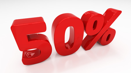 Fifty percent off. Discount 50. 
Percentage. 3D illustrationの写真素材