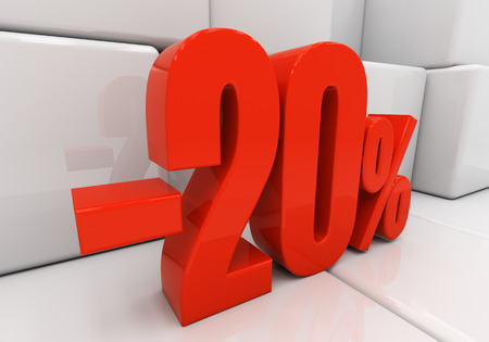 20 percent off. Discount 20. 3D illustrationの写真素材